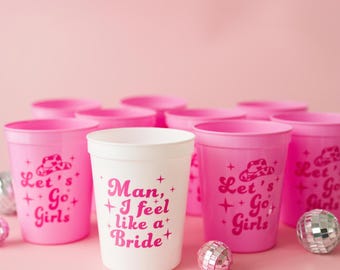 Thème des cow-boys occidentaux, Bachelorette Cup Lets Go Girls Stadium, tasses, dernier rodéo de cow-girl, cadeau de demoiselle d'honneur, pochette cadeau EVJF