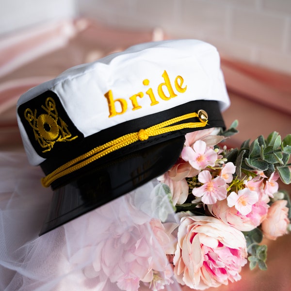 BRIDE HAT, Bride CAPTAIN Hat, Bachelorette Decoration, Sailor Hat, Last Sail Before The Veil, Beach Bachelorette, Nautical Bachelorette