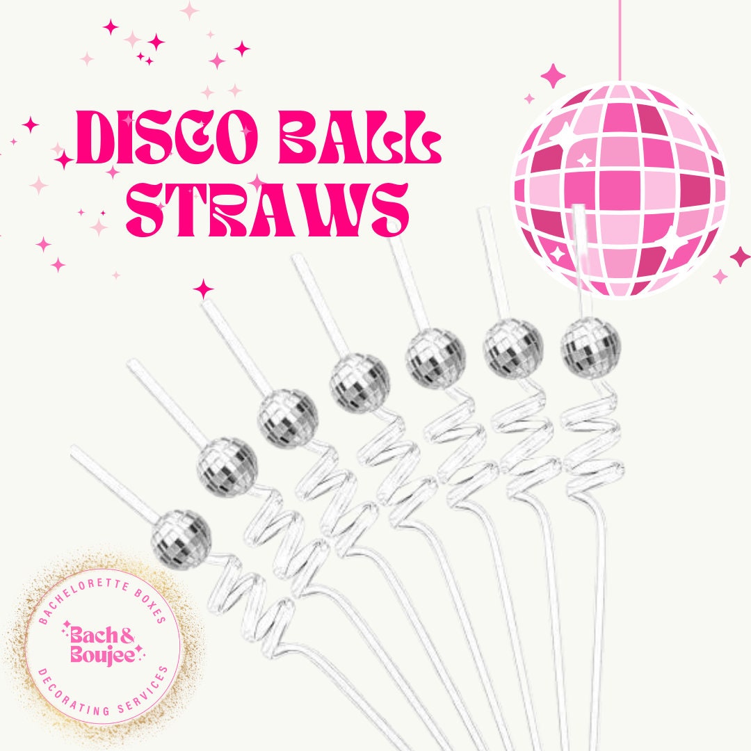 Disco Ball Straws Disco Theme Party Bachelorette Party Last Disco Bach Disco  Theme Wedding Disco Wedding 2023 Wedding Theme 