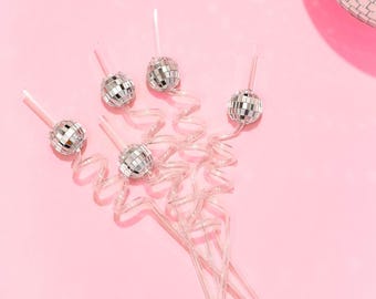 Disco Ball Straws Disco Party Theme for Last Disco Cowgirl Bachelorette