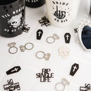 RIP Single Life Til Death Do Us Party Skull Confetti Bride or Die Bachelorette Party Decoration image 1