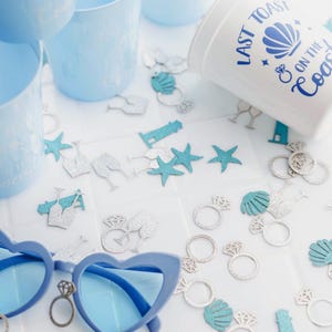 Last Toast On the Coast Confetti Glitter Seashell Blue Coastal Nautical Bachelorette Party Decoration Coastal Beach Bachelorette Hen Party