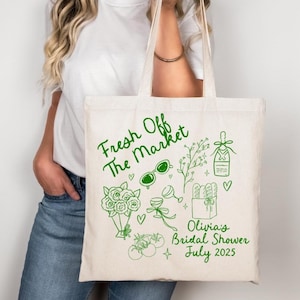 Fresh Off The Market Tote Bag Flower Floral Theme Bridal Shower Gift Bachelorette Tote Bag Flower Farmers Market Shopping Bag Party Favor