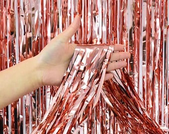 Rose Gold Pink Tinsel Curtain Backdrop Pink Foil Curtain Tinsel Backdrop for Birthday Decoration Bachelorette Party Hen Party Decoration