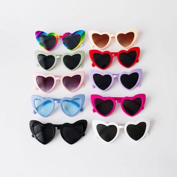8 Paia Occhiali Da Sole A Cuore - Colorati Per Feste E Carnevale