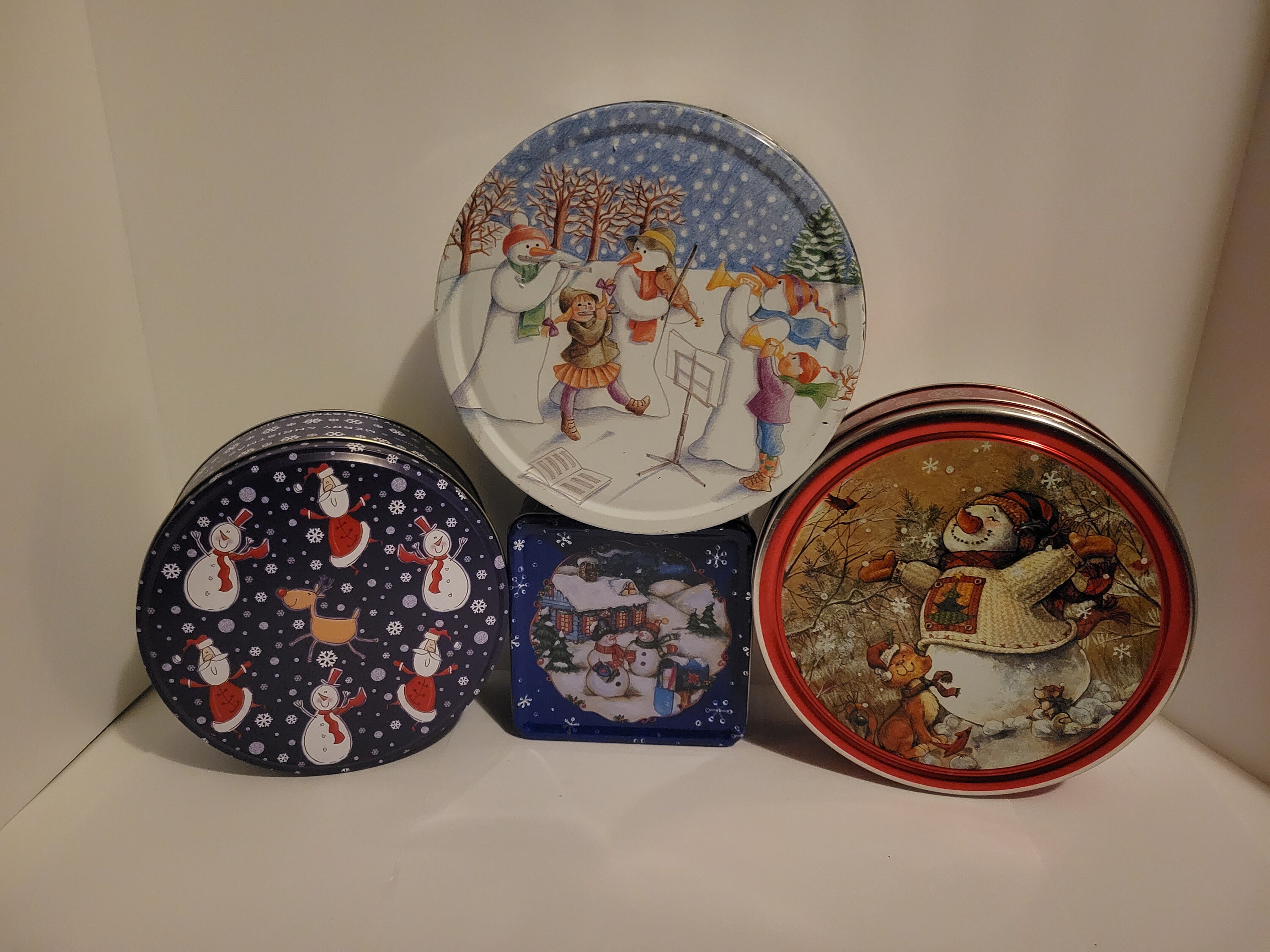 Vintage Tins Snowman Collectible Decorative Christmas Tins Your Choice