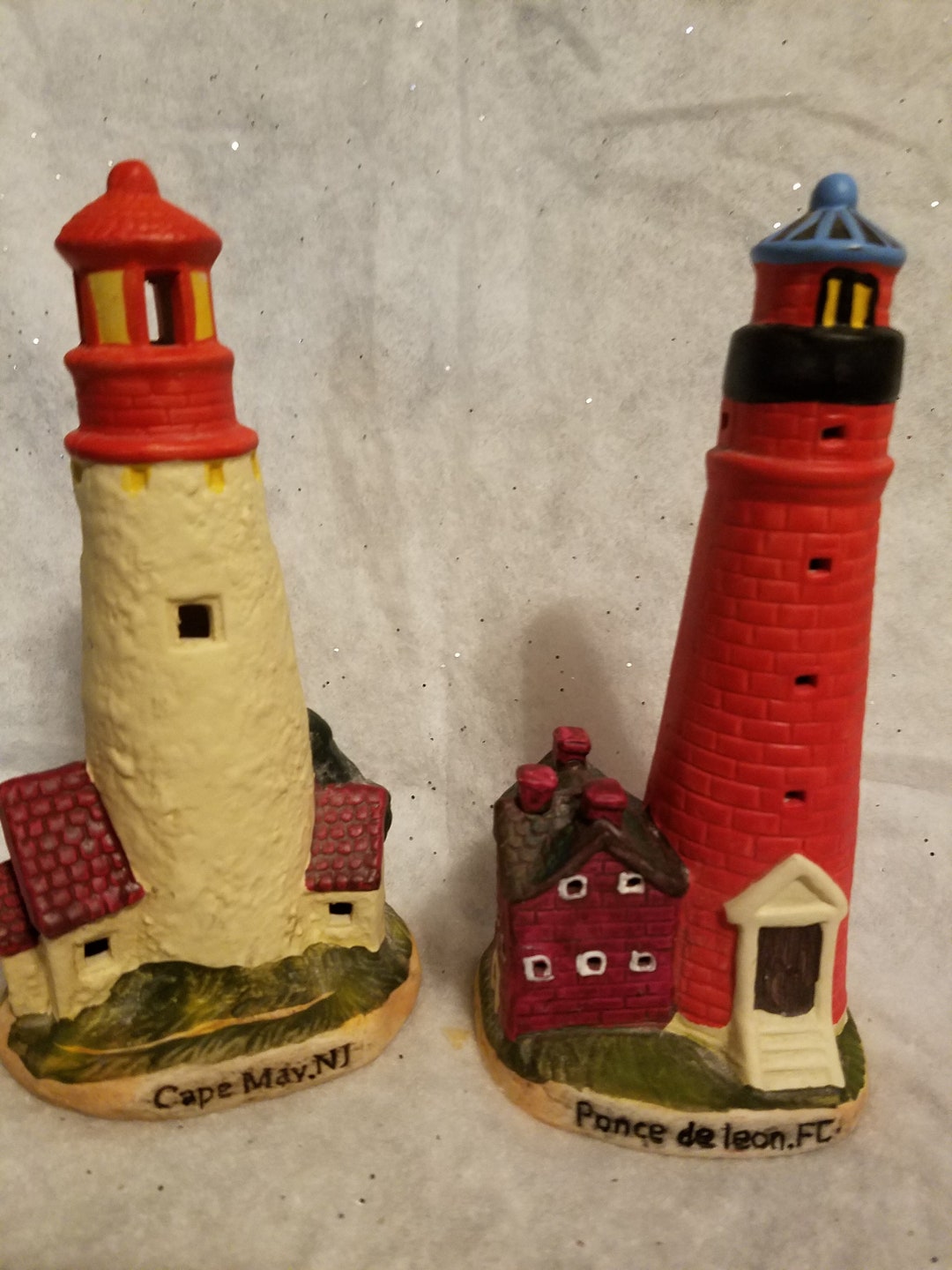 Ceramic Lighthouses Cape May NJ and Ponce De Leon FL Set of 2 - Etsy