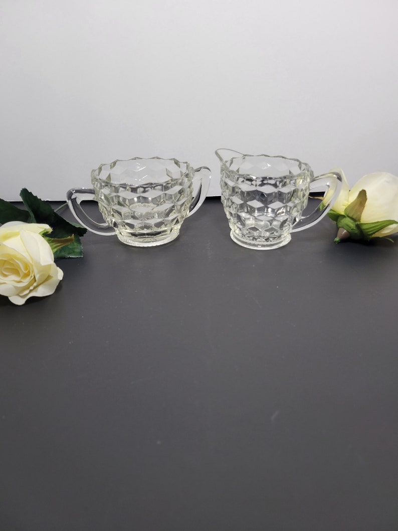 Fostoria American Cream and Sugar Set Etsy