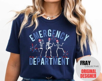 Emergency Department 4th July T-Shirt: ER Nurse Patriotic Tee