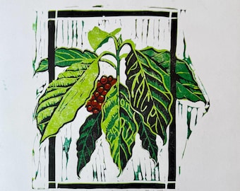Peace on Earth — Original Jigsaw Reduction Linocut Print, 8x10 on 9x12 (Super Limited Edition)