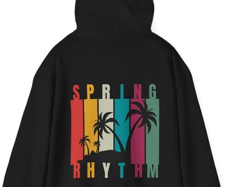 Spring Rhythm Hoodie Voor-/achterkant ontwerp: streetwear, seizoenen, evenementen, express muziekcultuur, goede vibes, Unisex Heavy Blend ™ sweatshirt met capuchon