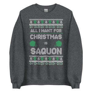 Sudadera con cuello redondo navideña de Saquon - Philadelphia Eagles Sudadera cálida Saquon Barkley para mujer Suéter navideño unisex de moda de Filadelfia