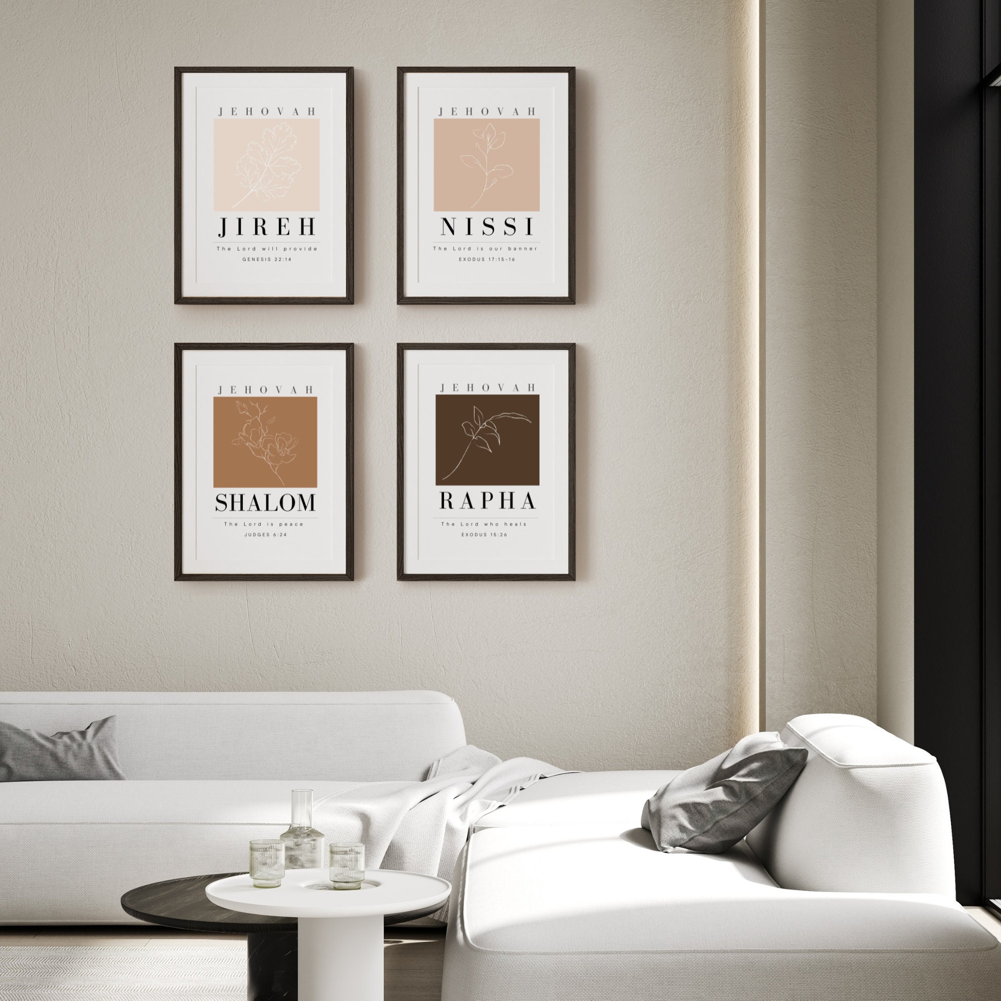 Jehovah Jireh Nissi Shalom Rapha Wall Art Set of 4 Digital Etsy