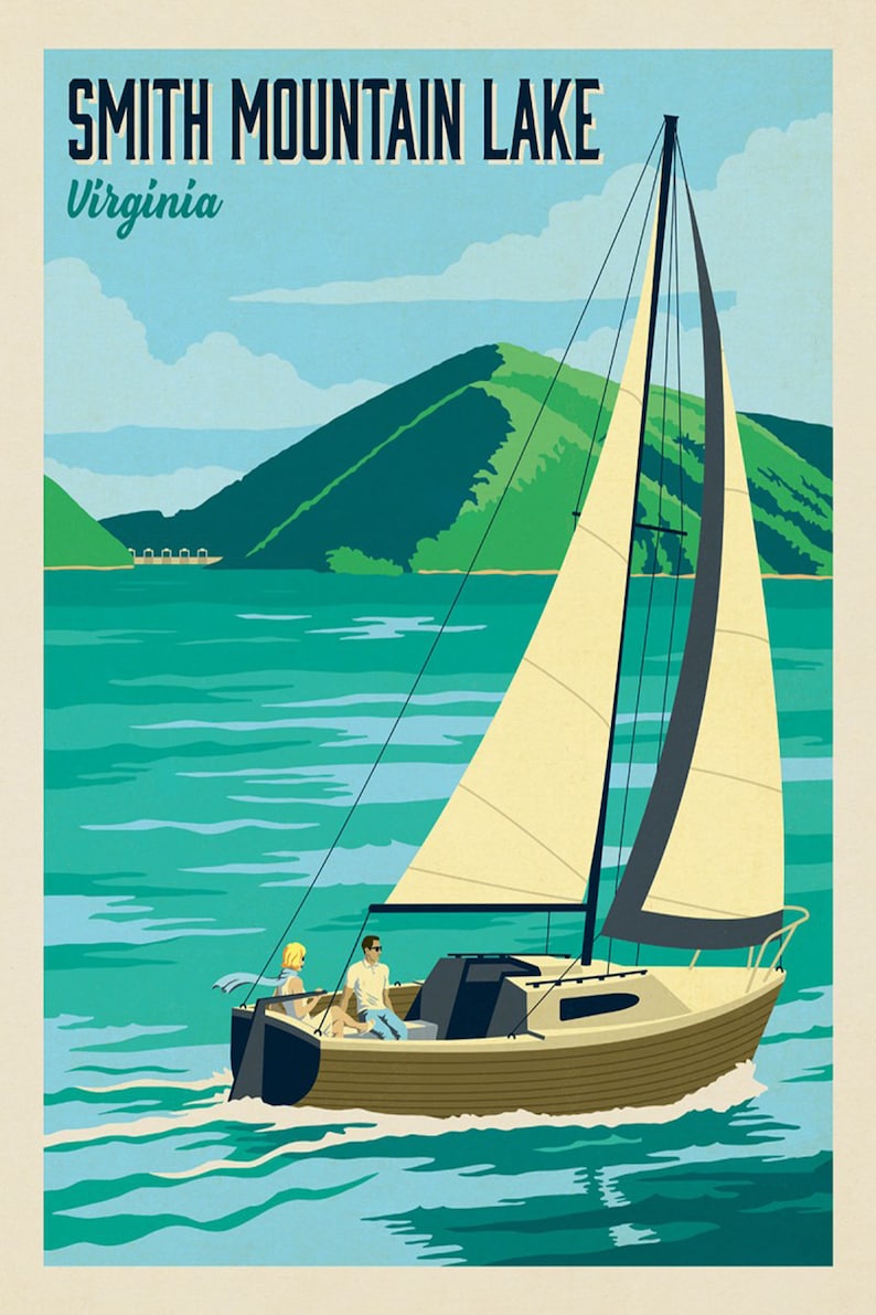 Smith Mountain Lake VA Vintage Travel Poster Smith Mountain Etsy