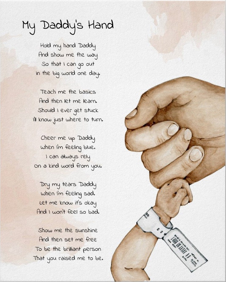 Hold My Hand Daddy Keepsake Poem Dad Gift Poster Home Decor , Poster