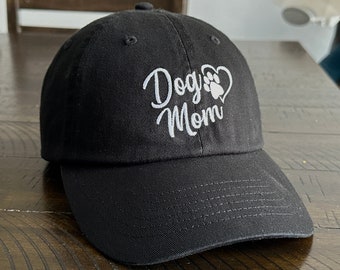Dog Mom Embroidered Dad Hat - Unstructured Cap with Buckle Enclosure