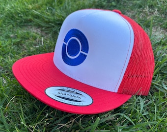 Embroidered Poké Ball Snapback Hat – Ash Ketchum Cosplay