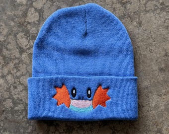 Embroidered Mudkip Face Cuffed Beanie - Pokemon Inspired