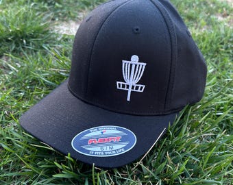 Flexfit Disc Golf Hat: Embroidered Basket, Minimalist Sports Cap