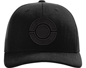 Ash Ketchum Hat - Black on Black Richardson 112 with Embroidered Logo - Pokemon