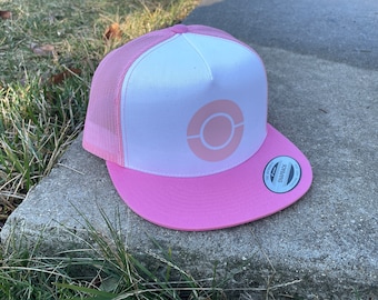 Pink Pokemon Trainer Hat, Hilda Cosplay Snapback Cap