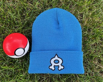 Embroidered Team Aqua Beanie Hat Pokémon Villain Cosplay Cap – Custom Gamer Gift