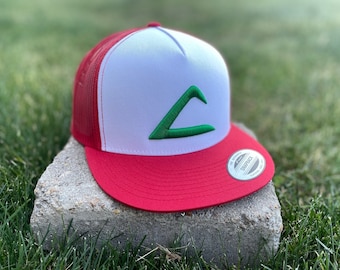 Ash Ketchum-Hut - Bestickter 3D-Hut, Pokemon Cosplay