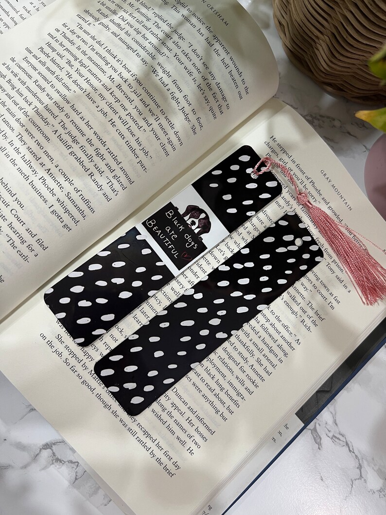 Metal bookmark, dog lover bookmark, Journal bookmark, book tab, gift for dog owner, agenda marker, diary bookmark, reactive dog owner gift Beautiful black dogs