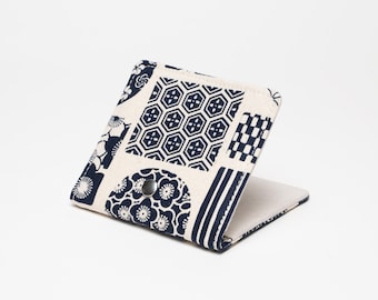 Handmade Taiwanese Cotton Card Holder Suede Lining, Dual Compartments, Secure Snap Closure. Personalize your style with timeless elegance
