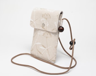 Handmade Floral Cotton Phone Bag with Snap Closure