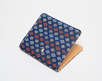 Handmade Kinran Fabric Card Holder: Suede Lined Snap Wallet