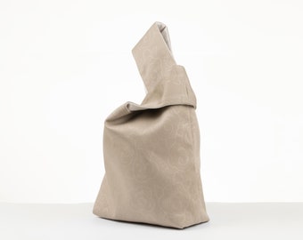 Bolso de nudo de estilo japonés, bolso de noche hecho a mano, bolso nupcial personalizado (tela de ante) Reversible