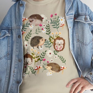 Hedgehog Tshirt Sand, Cottagecore Shirt, Hedgehog Gift, Cottagecore Top, Hedgehog Lover Gift, Cottage Core Hedgehog Tee, Graduation