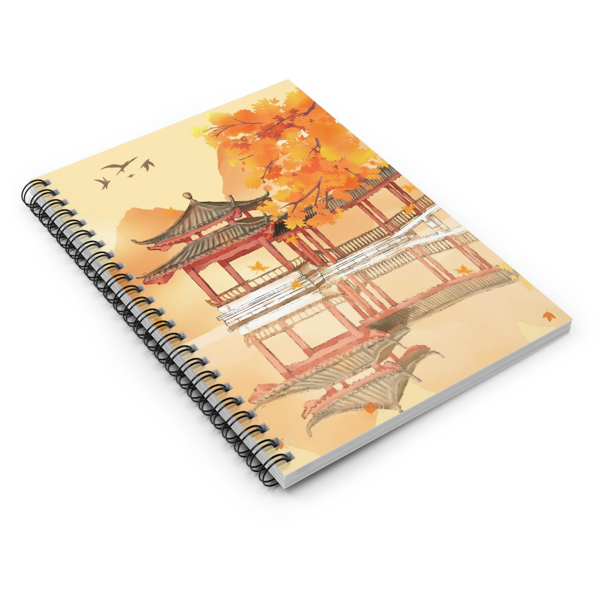 Asian Pagoda Notebook, Oriental Art Hardcover Spiral Notebook, Bullet ...