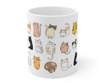 Cat Mug, Cute Cats, Cats in Many Positions, Adorable/Cute cats, Birthday Gift, Christmas gift