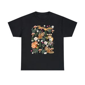 Chipmunk Tshirt Black, Cottagecore Shirt, Chipmunk Gift, Cottagecore Top, Chipmunk Lover Gift, Cottage Core Chipmunk Tee, Graduation Gift