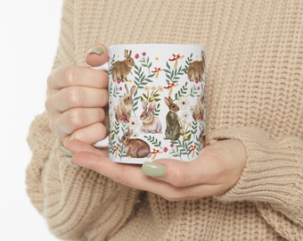 Tazza Cottagecore a forma di coniglio, design di animali della foresta