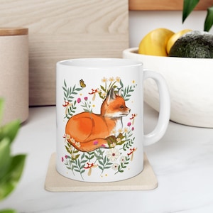 Cute Fox Cottage Core Mug, Fox Lover Mug, Nature Lover Gift, Graduation Gift, Fox Gift