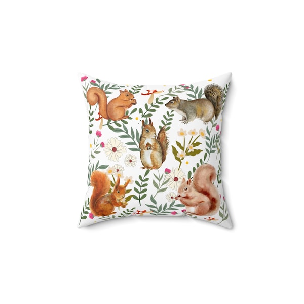 Grey Squirrel Decorative Wool Pillow