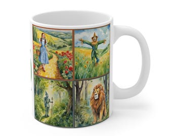 Wizard of Oz Movie Lover Mug Halloween Theme Drink ware Watercolor Character Art, Magical Fantasy Gift Birthday Christmas