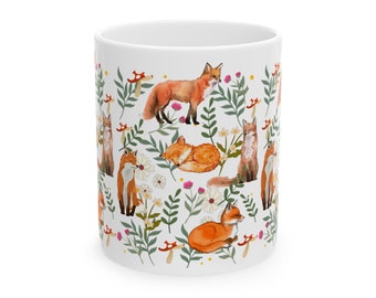 Cute Foxes Cottage Core Mug, Country Core Fox Mug, Fox Lover Mug, Birthday Gift, Graduation Gift