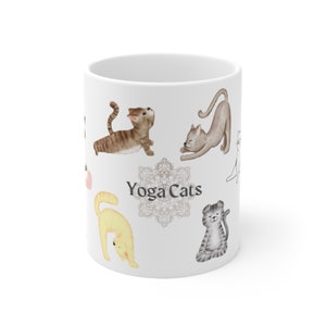 Yoga Cats Mug, Funny Cat Mug, Yoga Mug, Perfect Cat Owner Mug, Cat Gifts, Gift for Her, Cute Cats Mug, Whimsical Cats