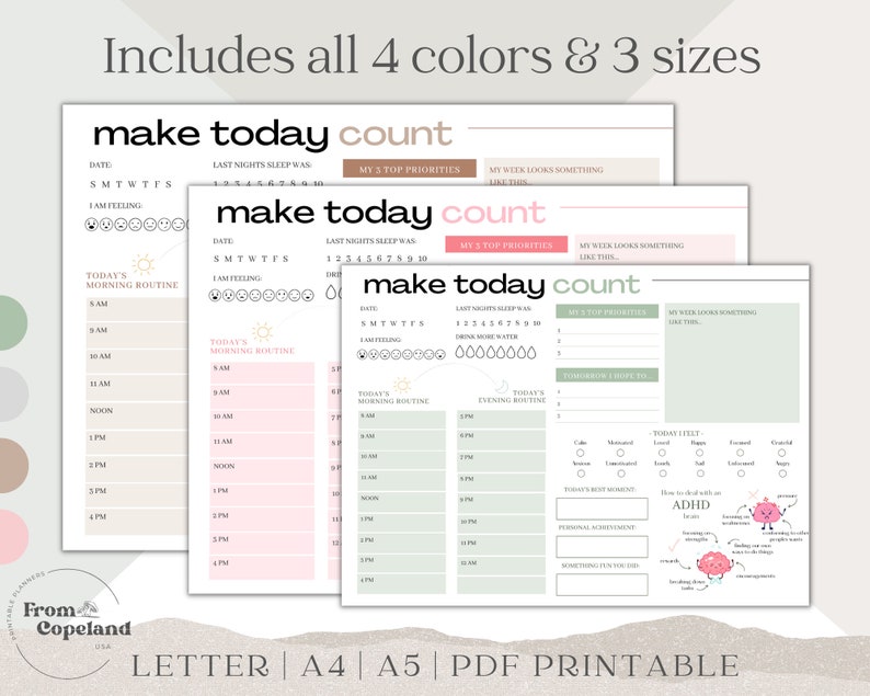 ADHD Planner, adhd planner printable, adhd daily planner, adhd planner adult, adhd digital planner, adhd to do list, habit tracker, PDF image 2