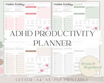 ADHD Planner, adhd planner printable, adhd daily planner, adhd planner adult, adhd digital planner, adhd to do list, habit tracker, PDF