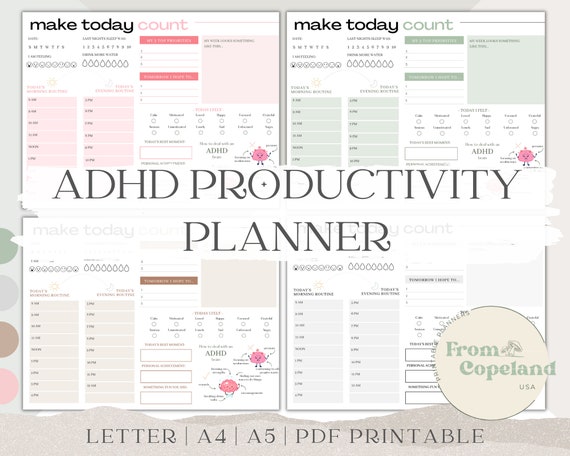 ADHD Planner, adhd planner printable, adhd daily planner, adhd planner adult, adhd digital planner, adhd to do list, habit tracker, PDF