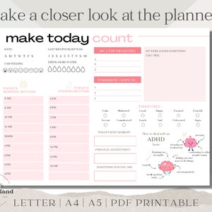 ADHD Planner, adhd planner printable, adhd daily planner, adhd planner adult, adhd digital planner, adhd to do list, habit tracker, PDF image 4
