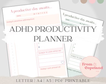 ADHD Planner, adhd planner printable, adhd daily planner, adhd planner adult, adhd digital planner, adhd to do list, habit tracker, PDF