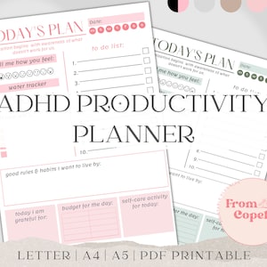 ADHD Planner, adhd planner printable, adhd daily planner, adhd planner adult, adhd digital planner, adhd to do list, habit tracker, PDF