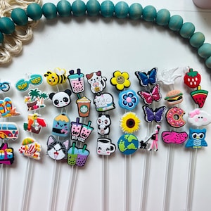 Kawaii Straw Charms, Frappe Straw Charms, Boba Tea Charms, Cute Straw Charms, Groovy Retro Charms, Flowers Straw Charms, Cute Animal Charms