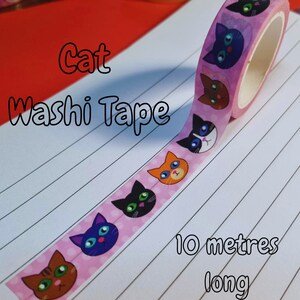 Cute Washi Tape / Cat Sticky Tape / Kawaii Stationery / Cat Planner /Gift Wrapping Tape / Crafting Tape / Planner Supplies /Office School
